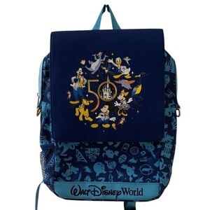 Disney Parks 50th Anniversary Blue Character Graphic Backpack NWOT